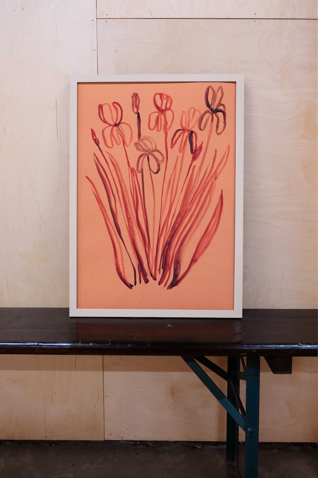 Irises on Rust Print