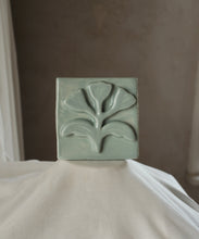 Load image into Gallery viewer, Floral Relief Tile, Sage 2