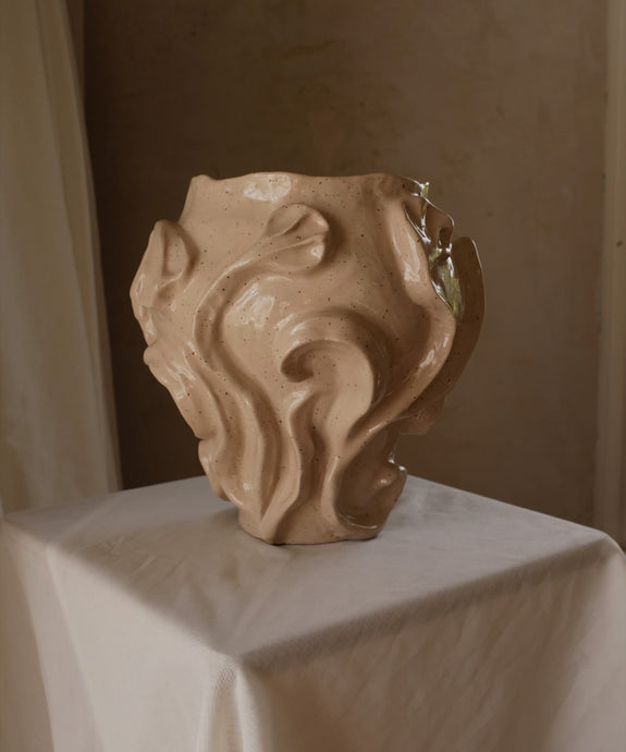 Floral Relief Vessel, Bleach Pink