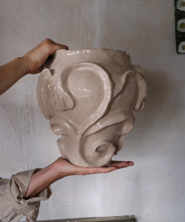 Floral Relief Vessel, Bleach Pink