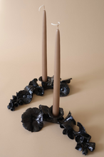 Load image into Gallery viewer, Alcea in Obsidian (A pair of horizontal candlesticks)