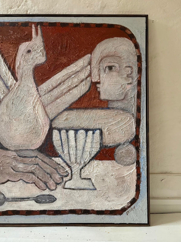 Big hand, Large bird (Framed)