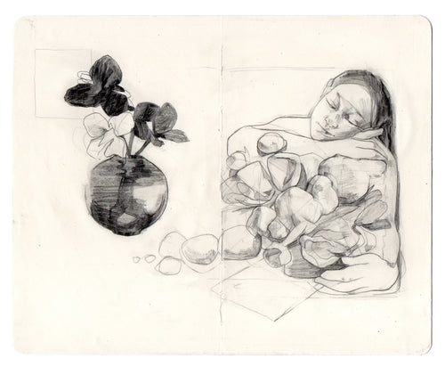 Self Portrait with Essentials, Sketchbook study