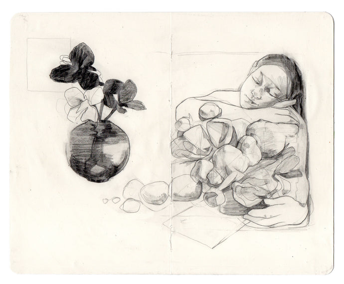 Self Portrait with Essentials, Sketchbook study