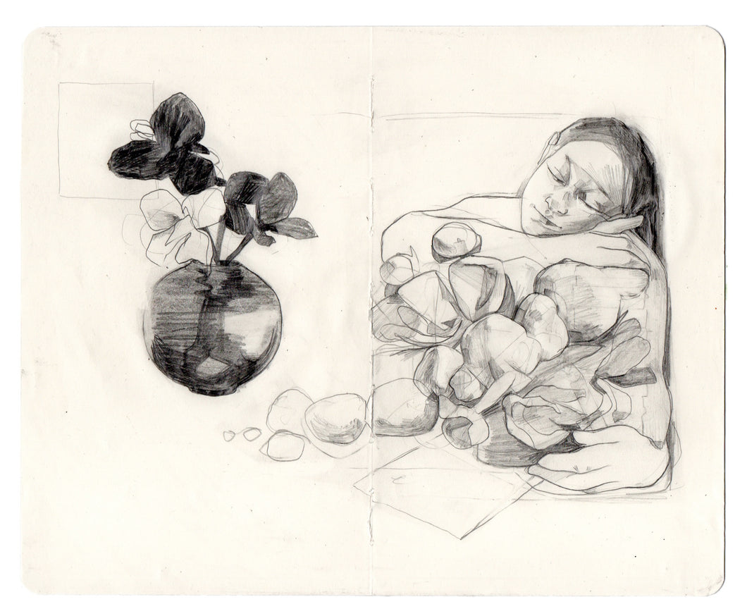 Self Portrait with Essentials, Sketchbook study