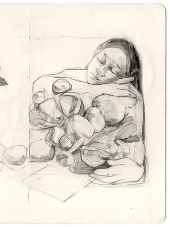 Self Portrait with Essentials, Sketchbook study