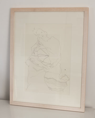 Sitting Girl with Viennese Scarf (Framed)