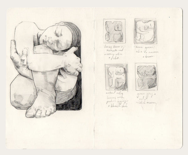 Sleeping Rock, Sketchbook study (Framed)