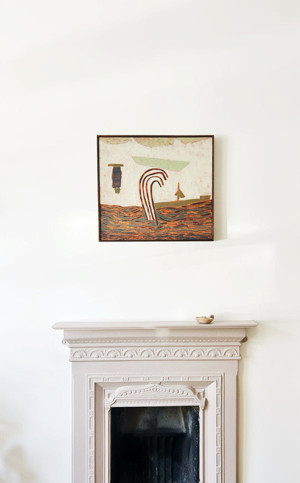 The Boat That Got Swept by The Wave (Framed)