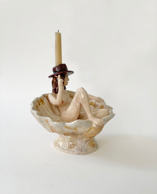 Smoking Venus Candlestick and Ash Tray