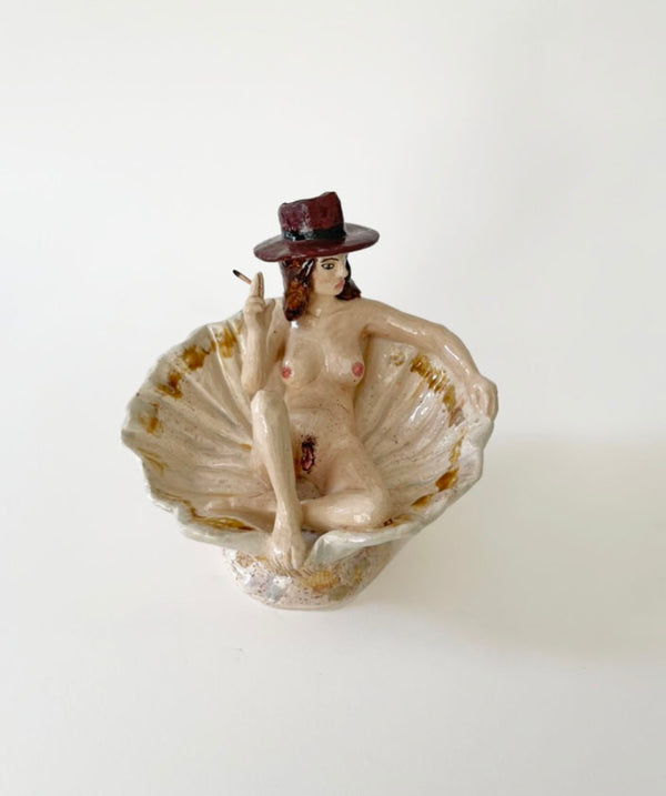 Smoking Venus Candlestick and Ash Tray