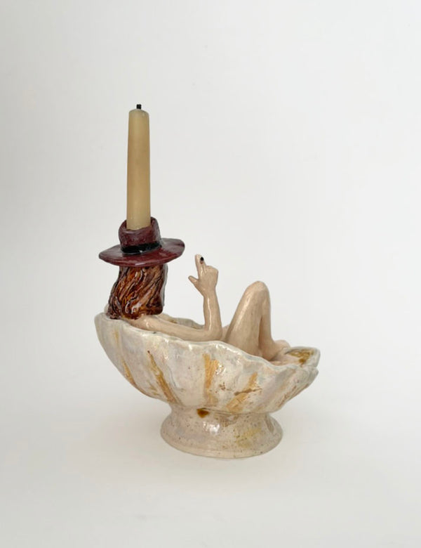 Smoking Venus Candlestick and Ash Tray