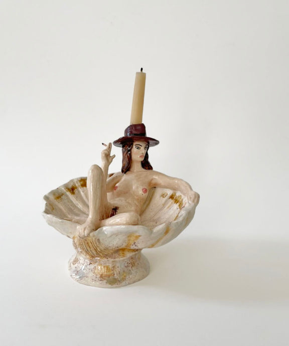 Smoking Venus Candlestick and Ash Tray