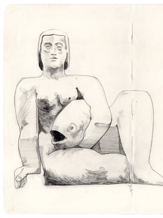 Woman and Fish After Dobson, Sketchbook study