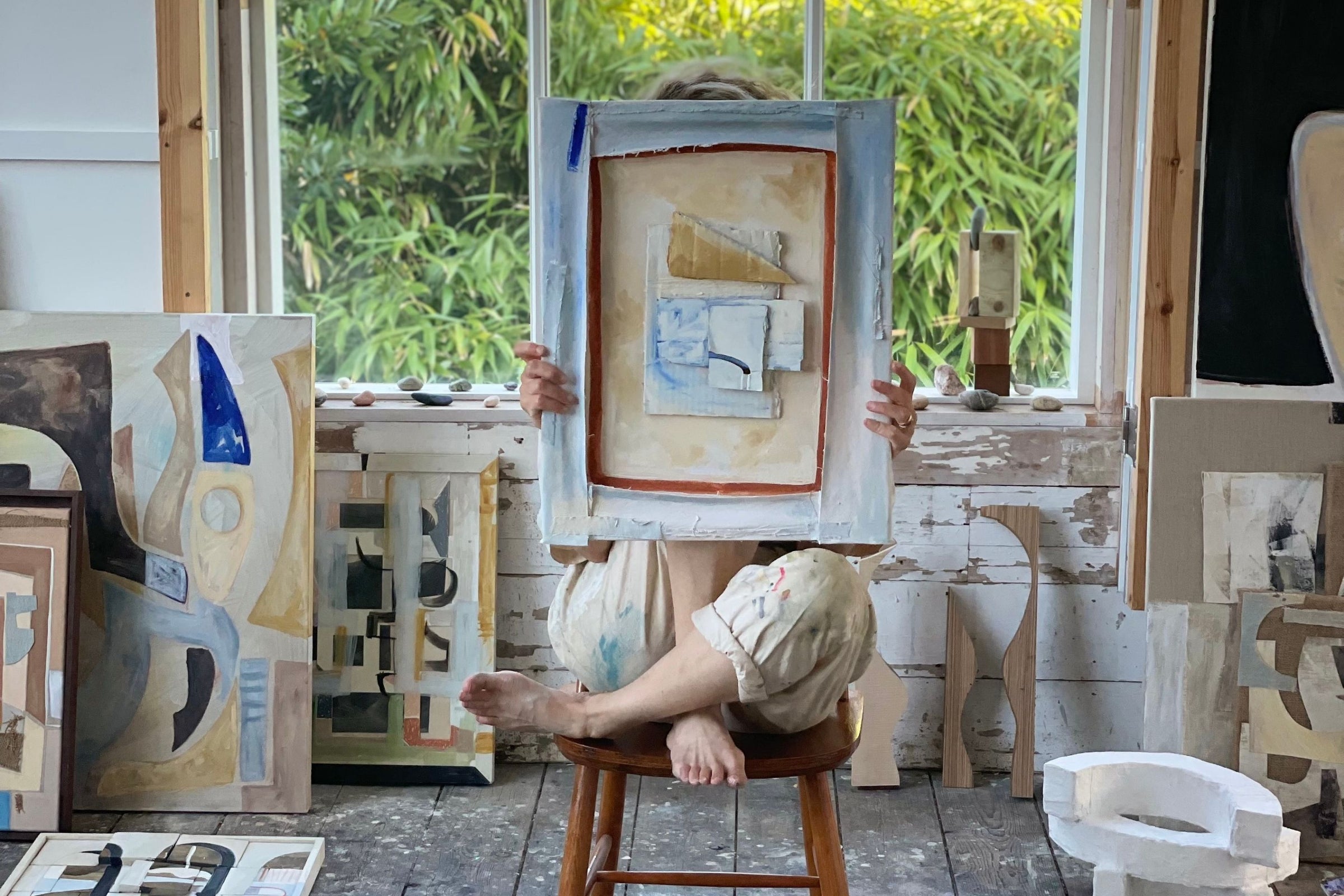Main banner for Enye Studio featuring abstract ritual and process focused art by Venezuelan artist Adriana Jaros for Partnership Editions.
