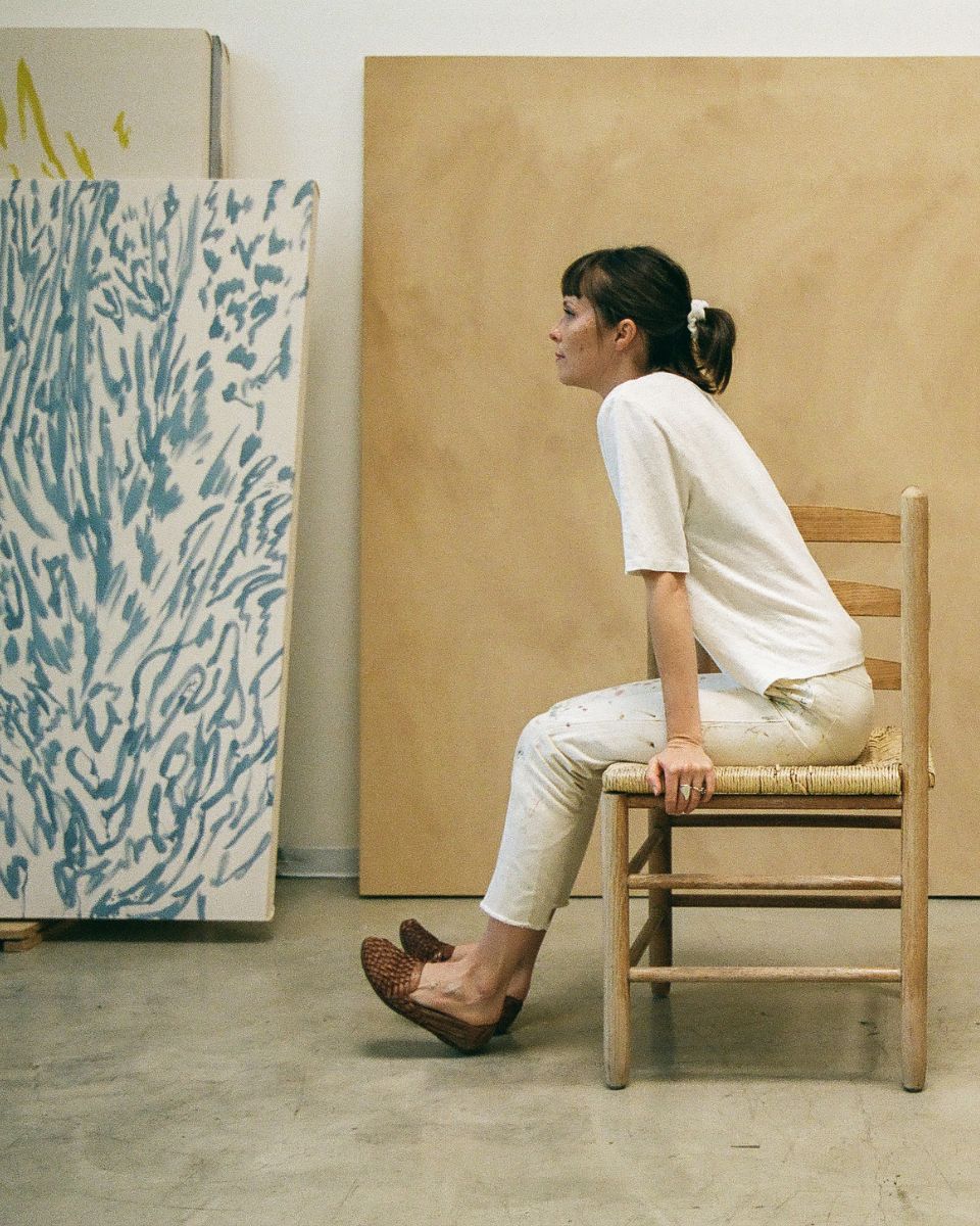 Alina Welch seated studio portrait for the Artist Launch at Partnership Editions.