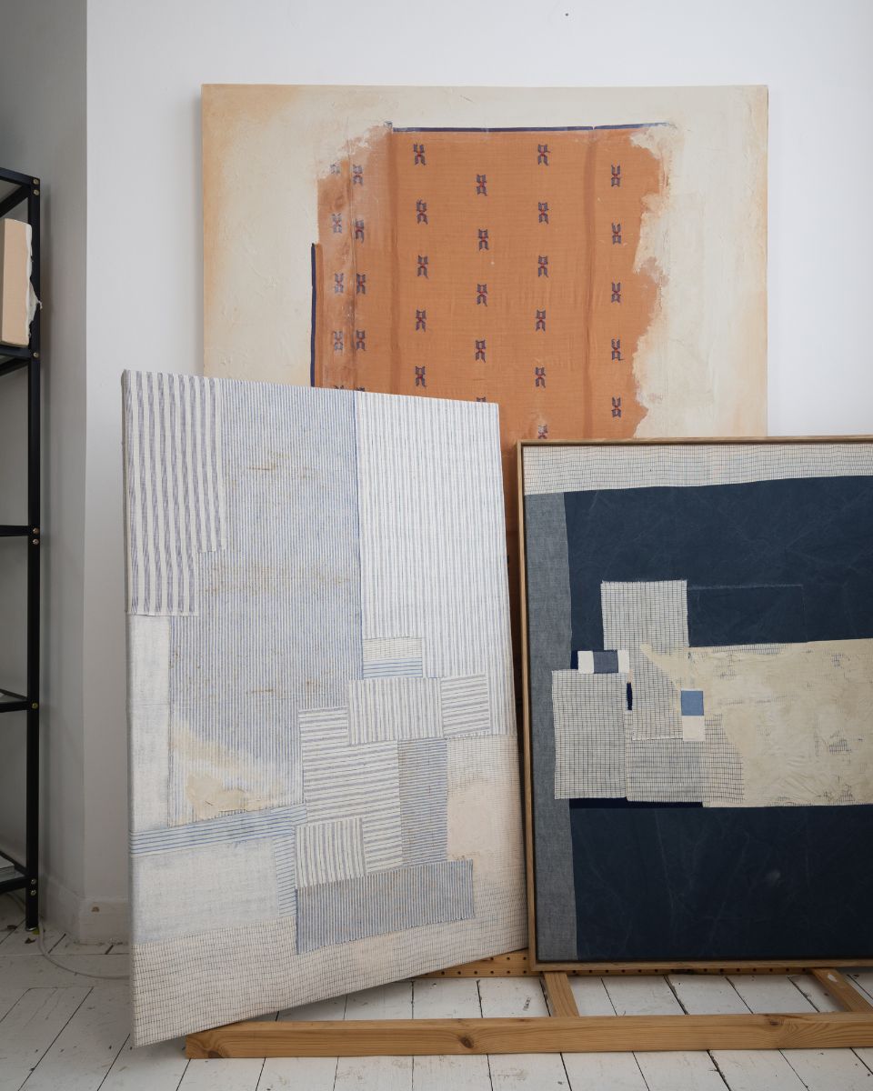 Ann-Marie Williamson framed and unframed abstract artworks in studio for the May Drop 2025 at Partnership Editions.