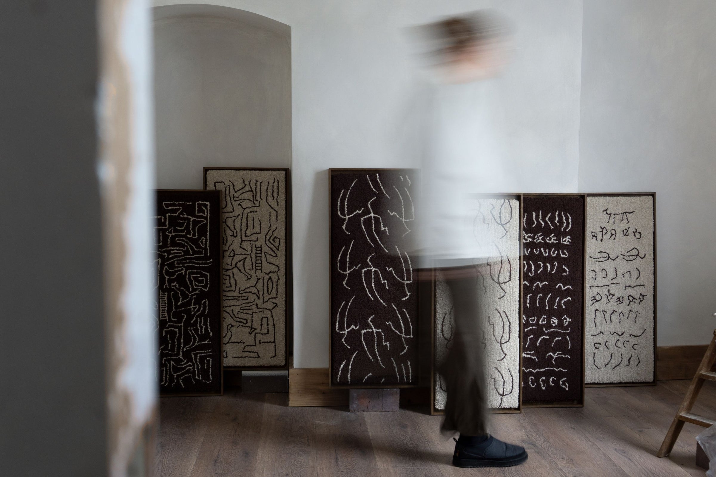 Main banner for Bec Kirby working across tufting, embroidering, drawing, and painting for Partnership Editions.
