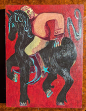 Load image into Gallery viewer, Black horse against a red sky