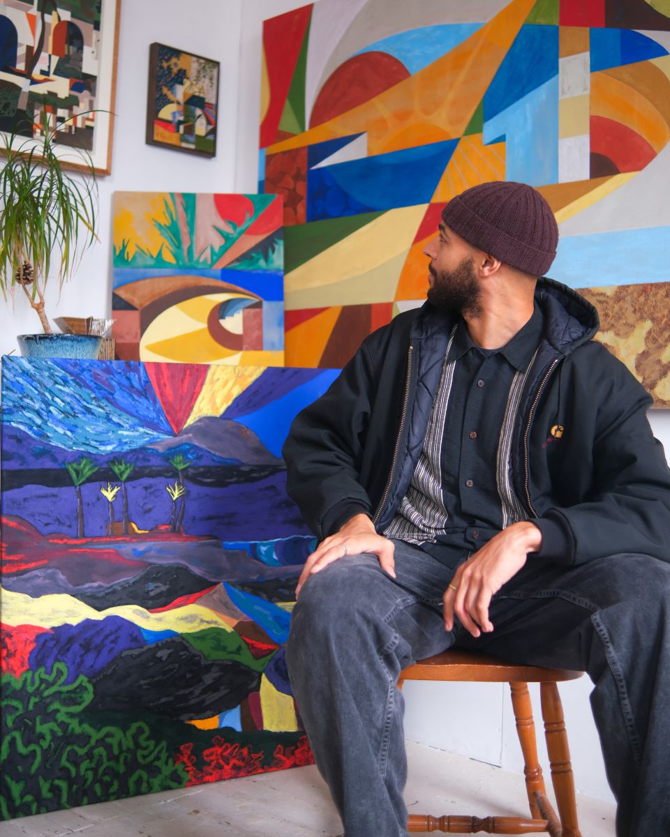 Daniel Dzonu-Clarke portrait in his creative work studio for Partnership Editions.