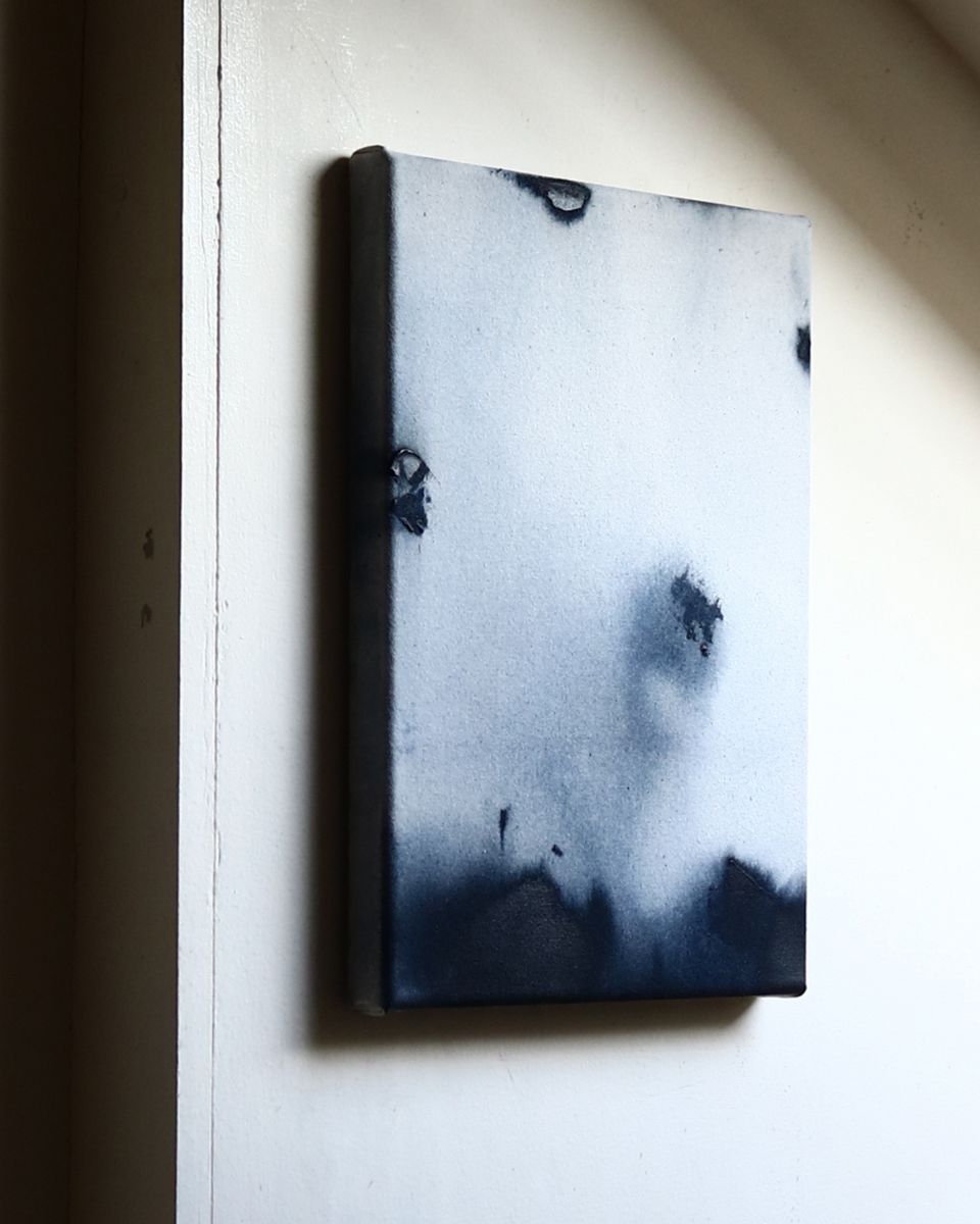 David Hardy minimalist unframed canvas painting on wall for the November Drop 2024 at Partnership Editions.