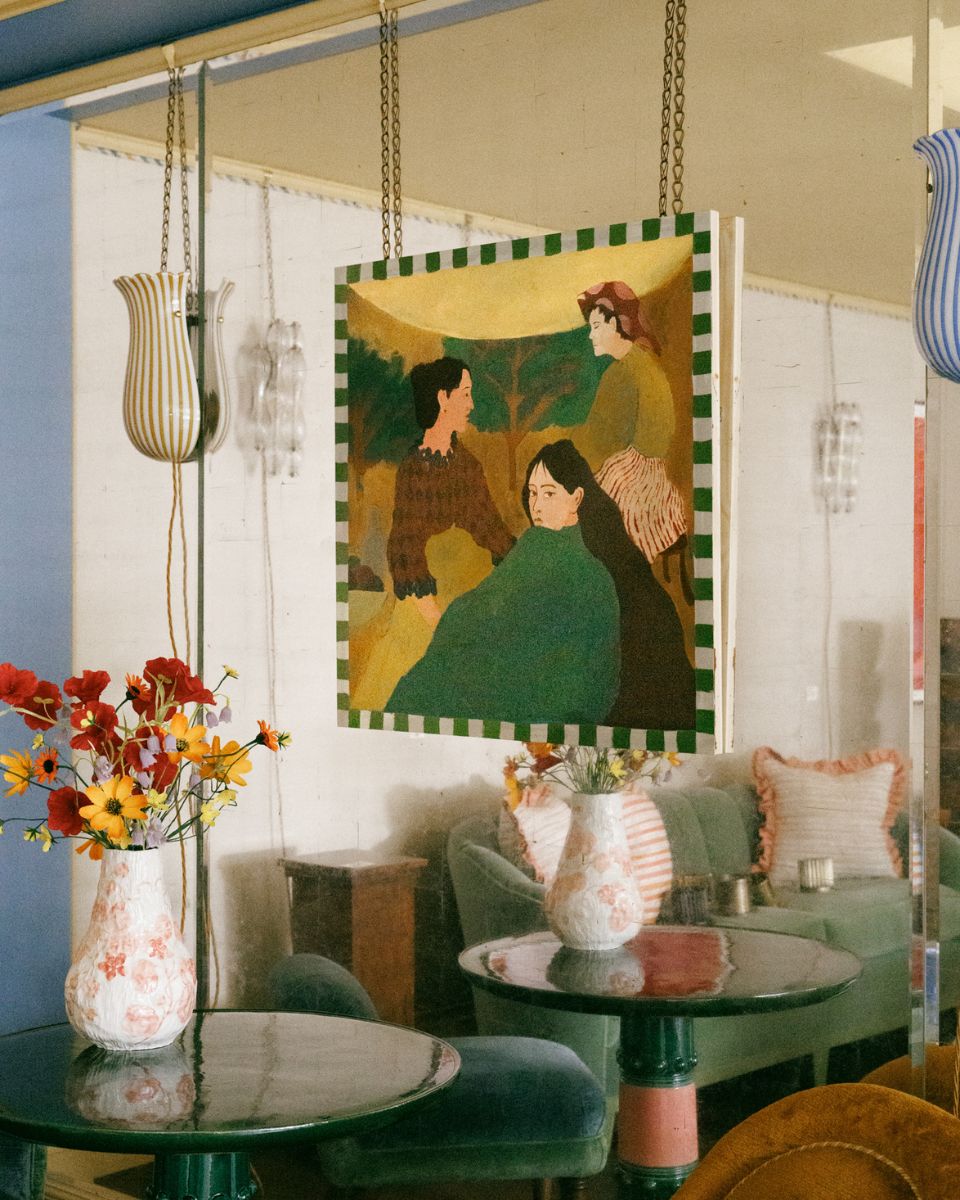 Elliot Pittam figurative acrylic and oil painting in situ at And Objects for the Open Call Winners Collection 2025 at Partnership Editions.