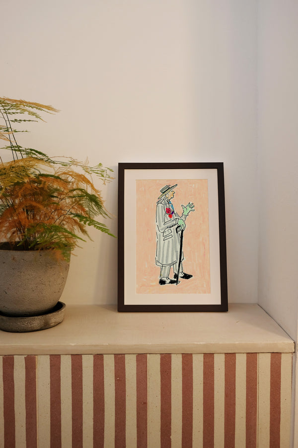 Mint Satin Gloves Print