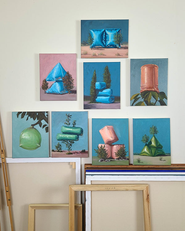 Garden of Forms - Stacked Green Pyramids (Framed)