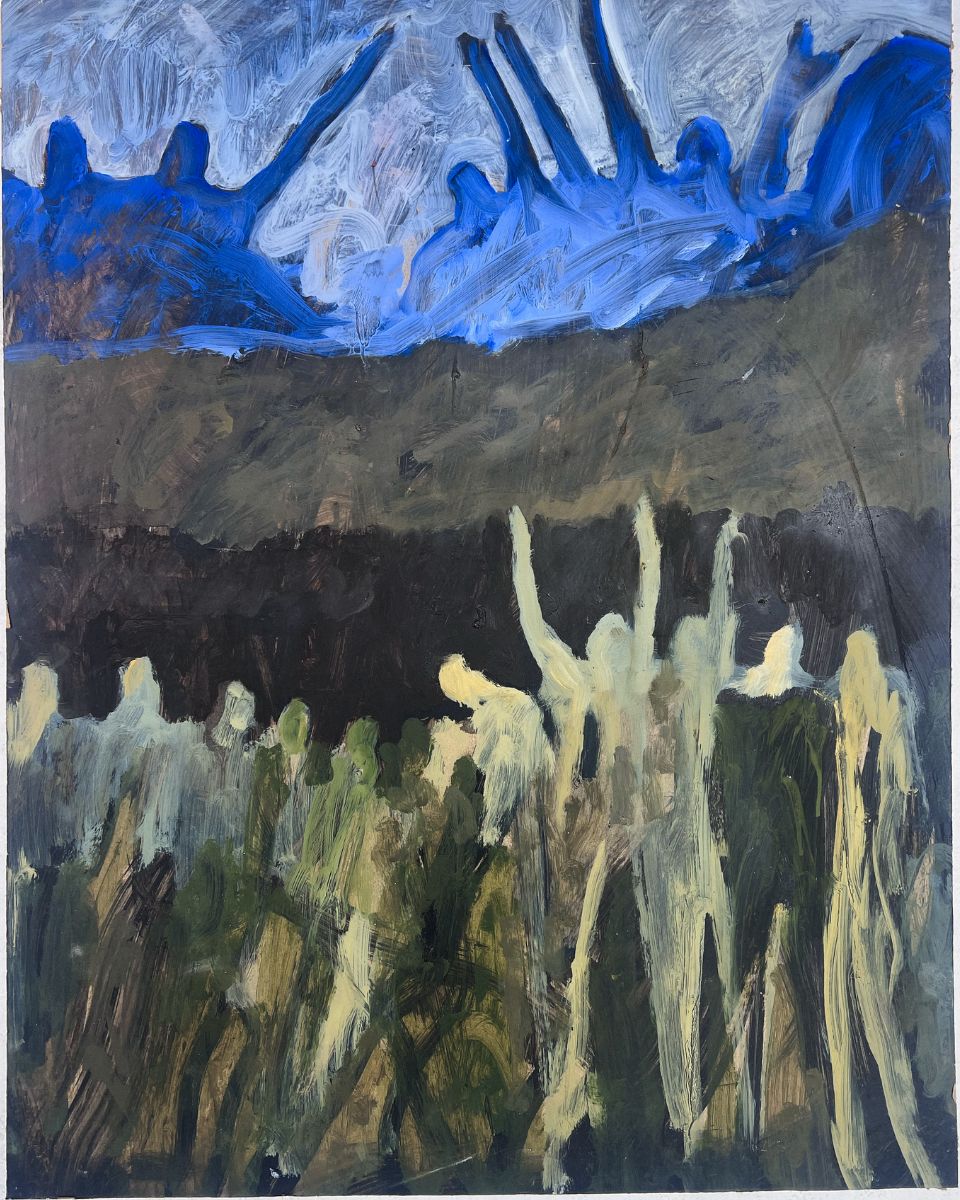 Hugo Winder-Lind abstract landscape detail showing primeval forms for The Living Mountain Exhibition at Partnership Editions.