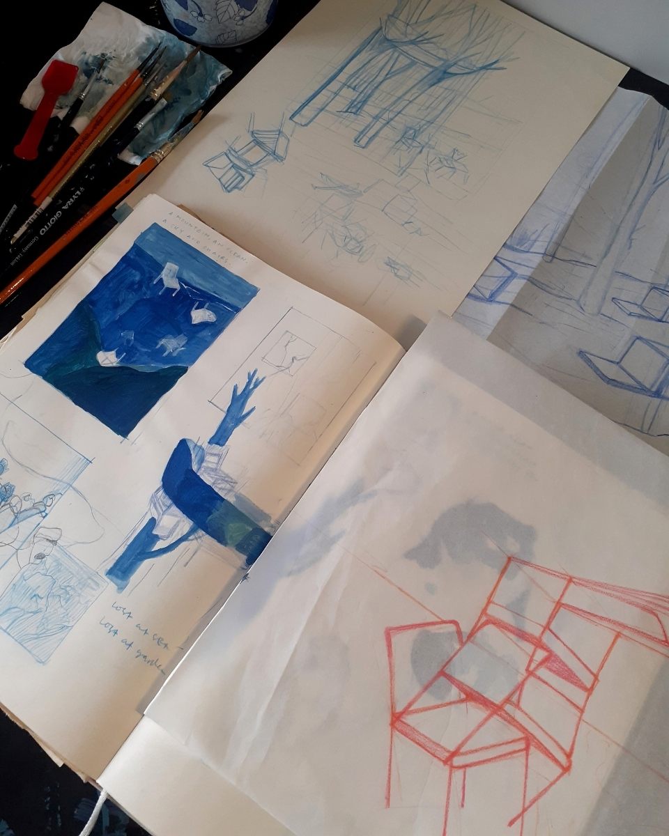 Inside Ifada Nisa’s studio sketchbook, showcasing expressive studies and pattern explorations for Partnership Editions.