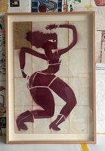 Load image into Gallery viewer, Dancer Two with santiags on early 20th Century French Taride linen backed map (Framed)