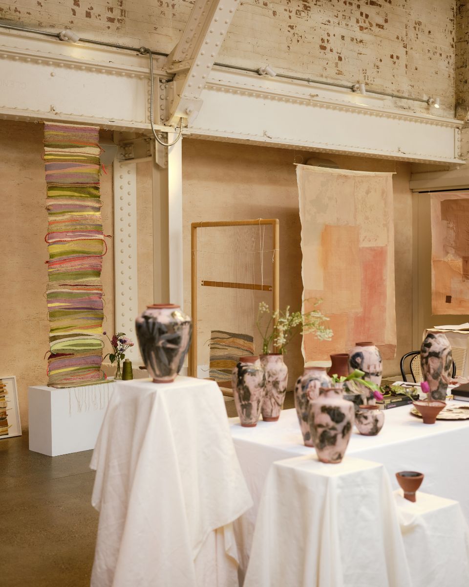 Artworks by Imogen Richards and Rachna Garodia displayed in close proximity in The Artists' Studio exhibition by Partnership Editions.