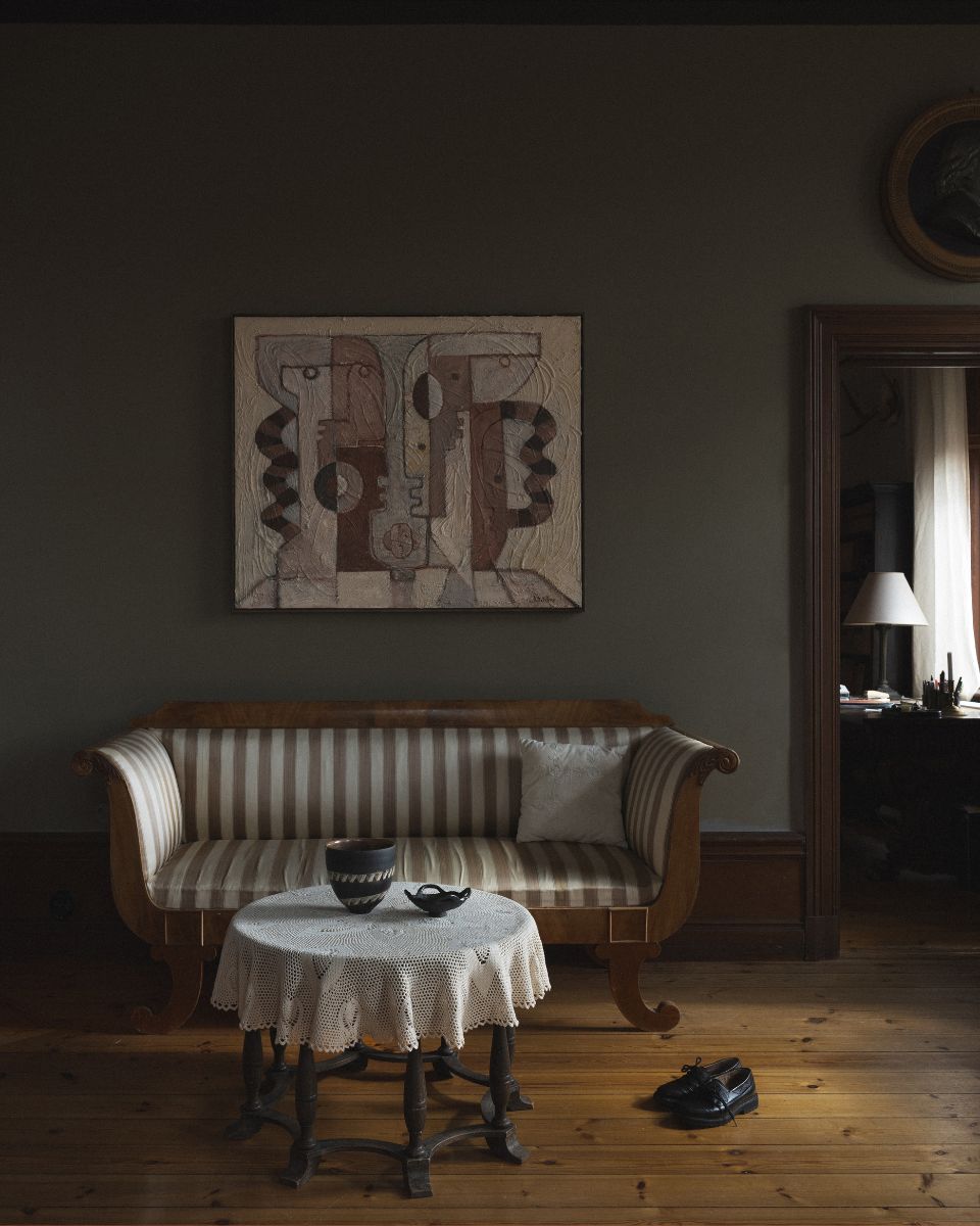 Josefin Tolstoy mounted painting shot from her Solo Online Exhibition ‘Collected Life’ at Partnership Editions.