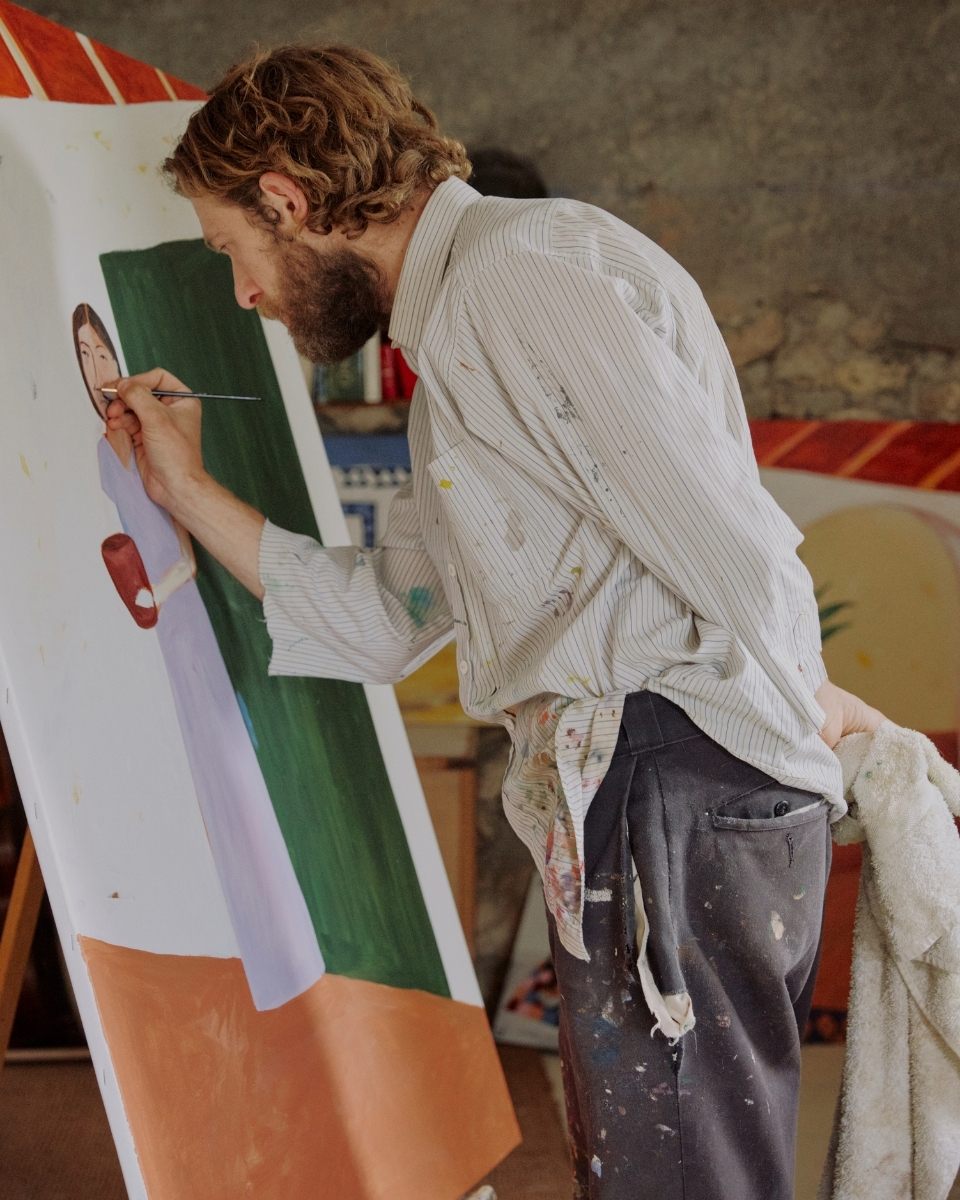 Artist Joshua Perkin focused on a large-scale expressive canvas in his studio for Partnership Editions.