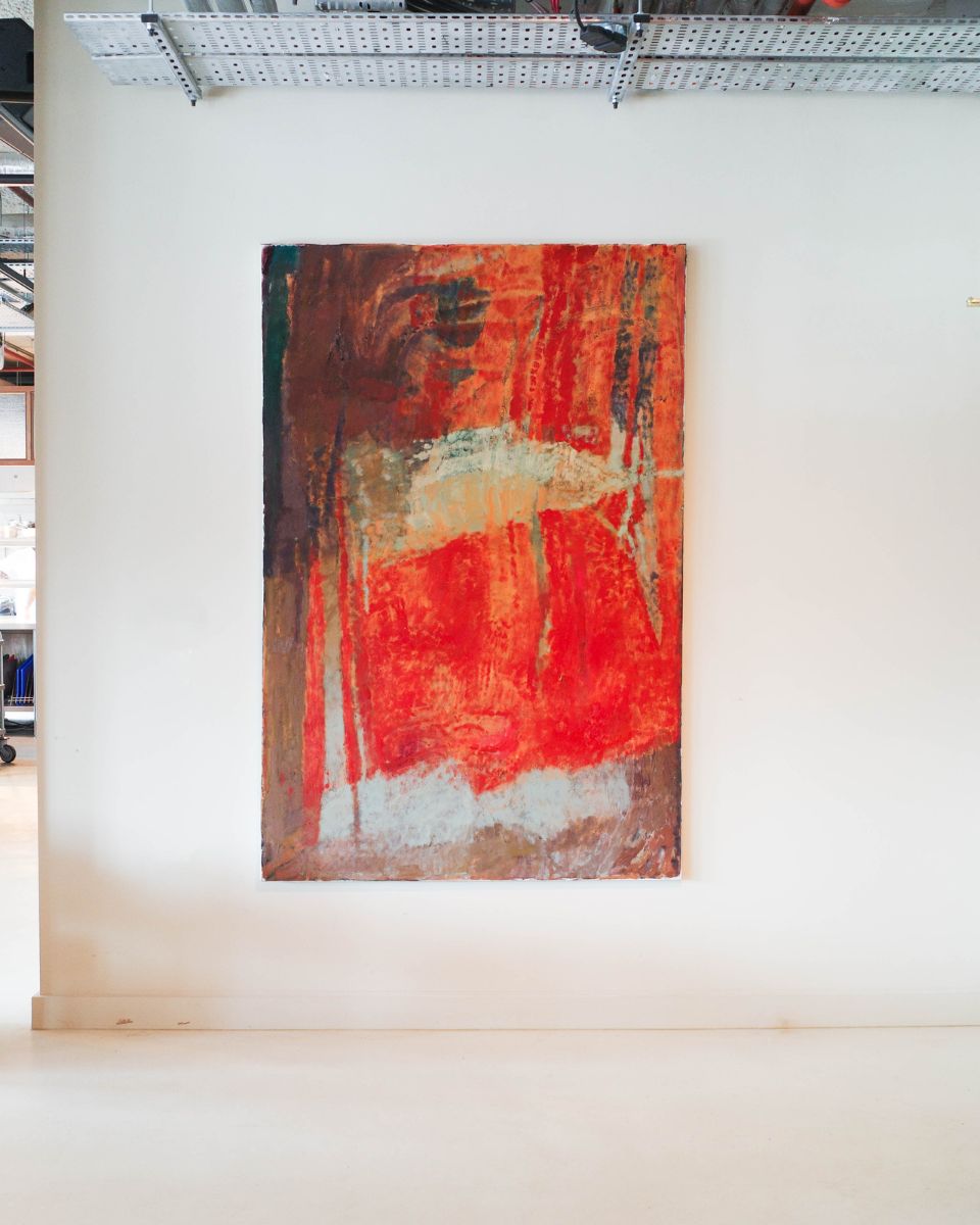 Katarina Lalic abstract textured painting in situ at Canal for the Layered Exhibition at Partnership Editions.