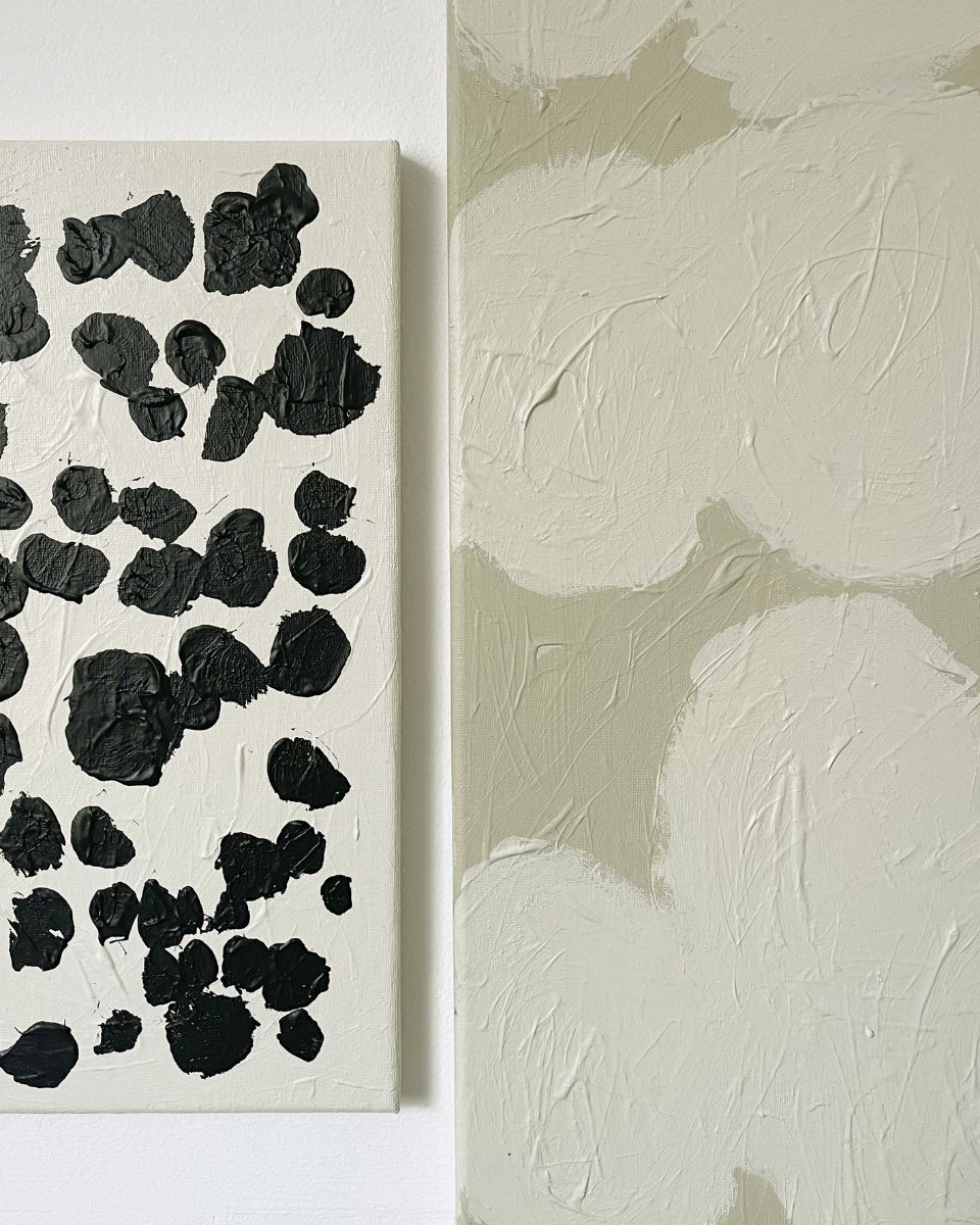 Laurie Maun textile-inspired painting close-up in studio for the November Drop 2025 at Partnership Editions.