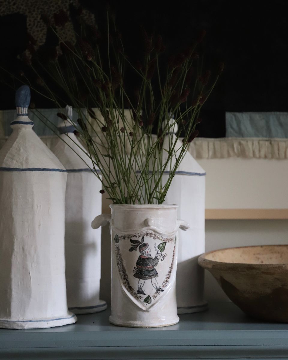 Lisa Sandner illustrated ceramic vase with dried stems and handcrafted vessels for the September 2026 drop at Partnership Editions.
