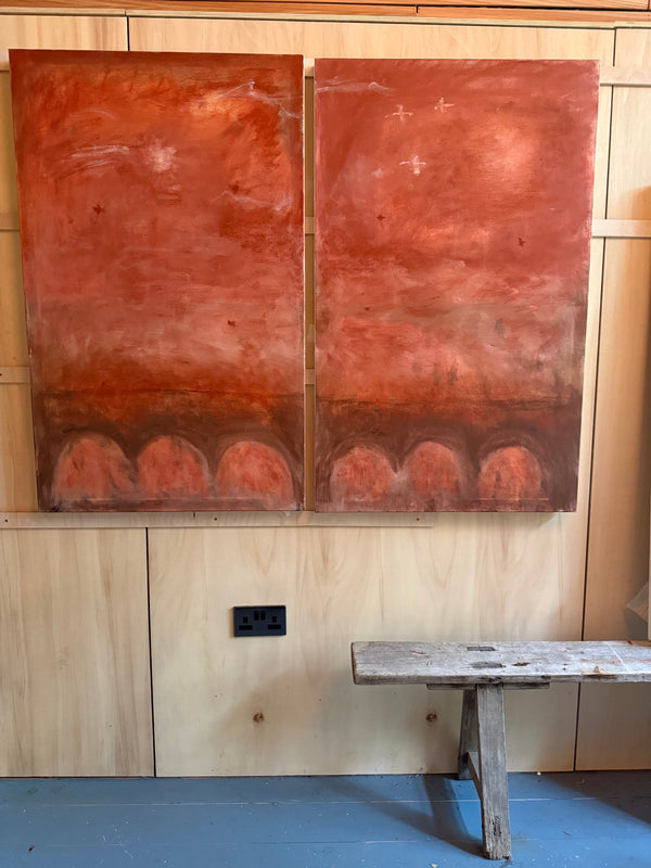 Moonbeams and a comet (diptych)