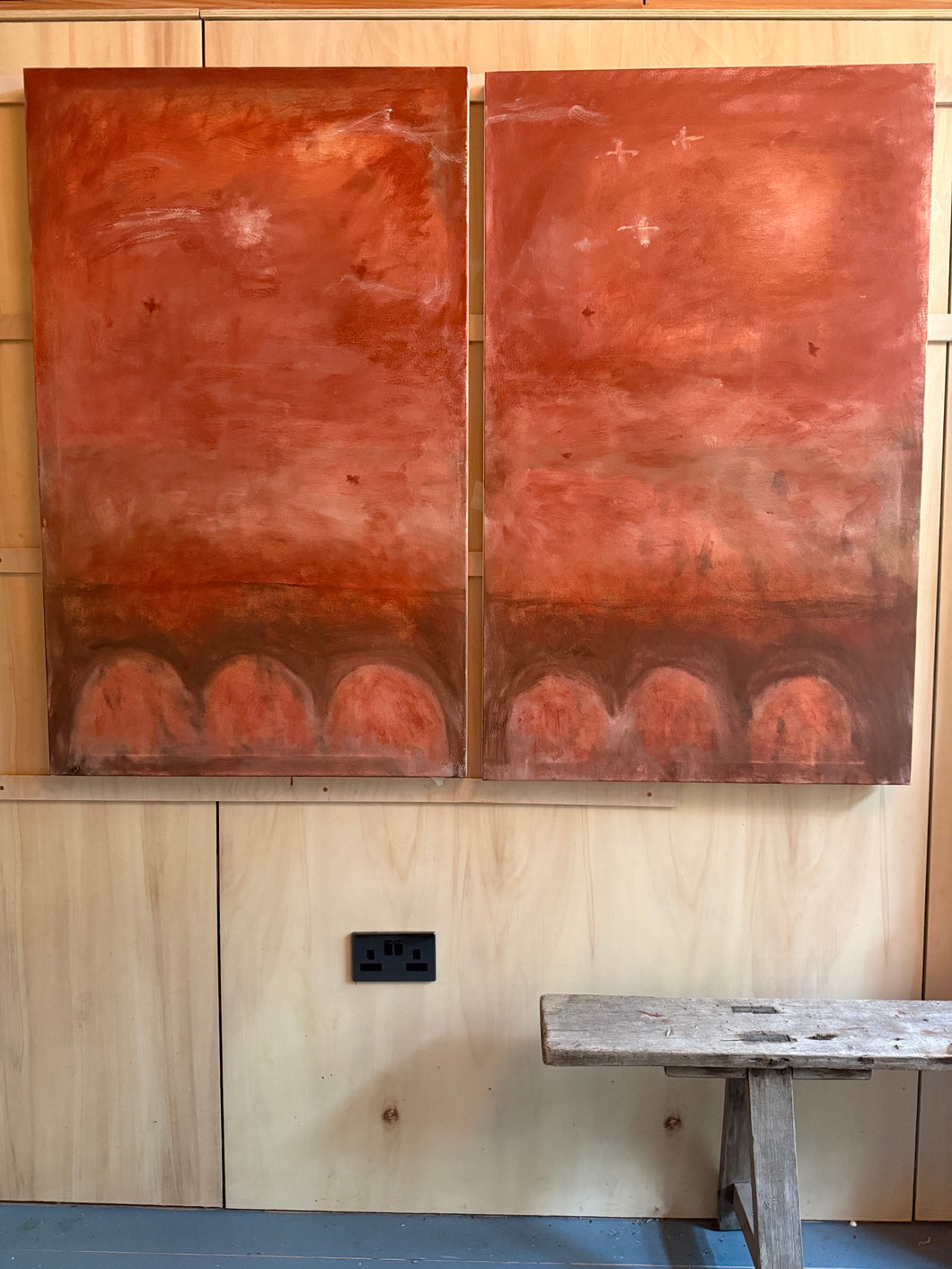 Moonbeams and a comet (diptych)