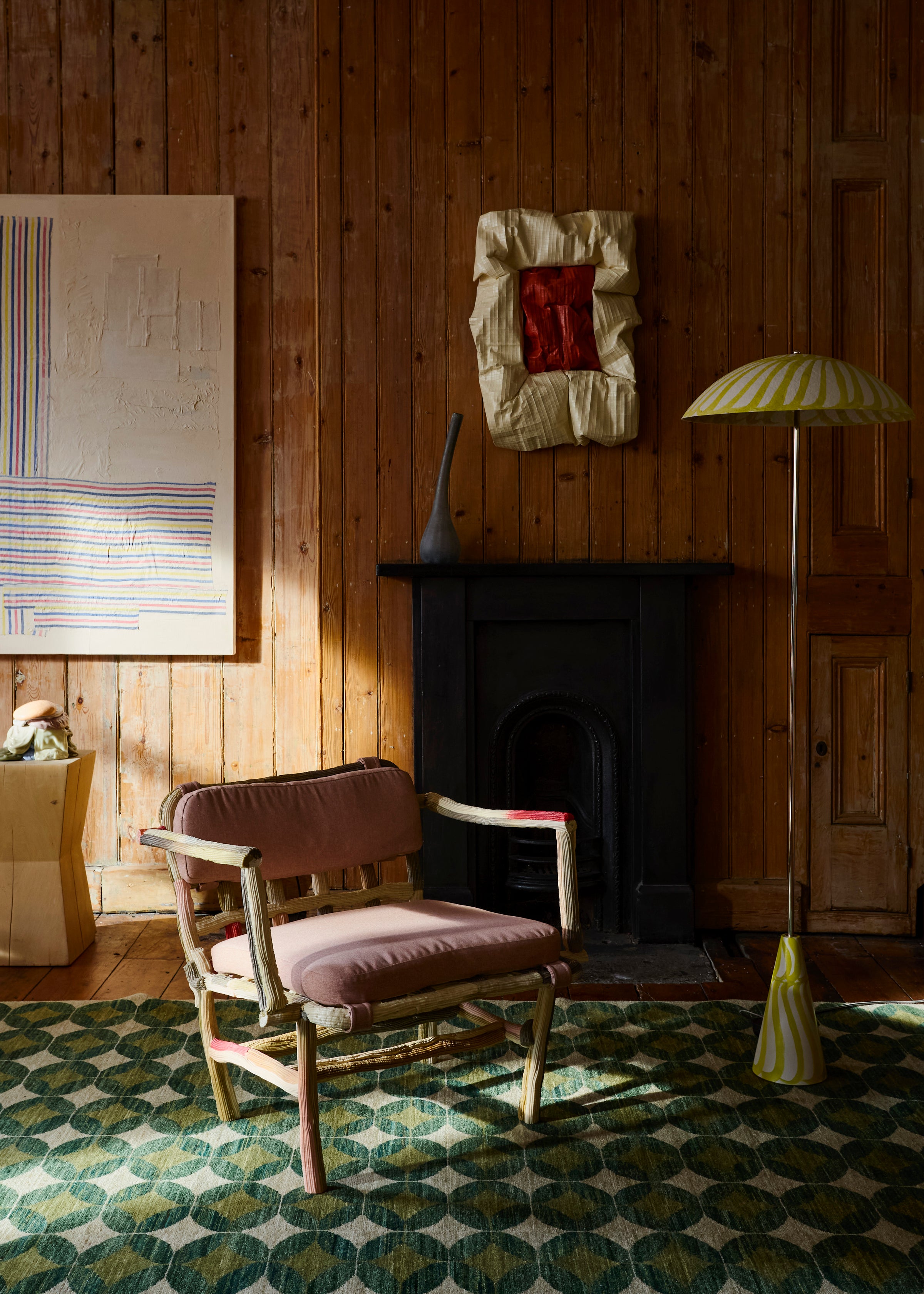 Palefire interior featuring hired artwork, showcased in the Art Hire section of Partnership Editions Advisory.