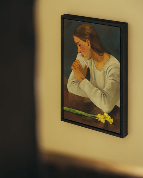 Framed Lily Rose Fine painting on a wall in the Bespoke Commissions section of Partnership Editions Advisory.