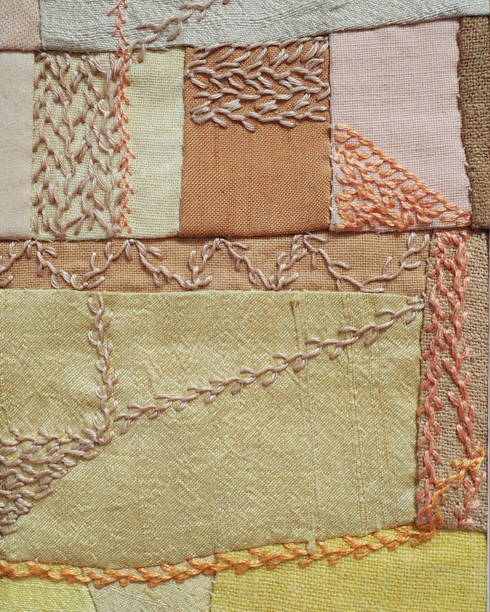 Phong Chi Lai sewn textile artwork close-up showing intricate stitch detail for the Process Online Exhibition at Partnership Editions.