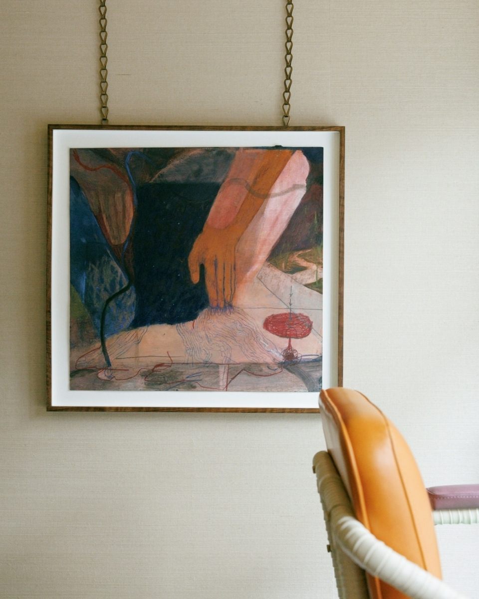 A framed Rebecca Ashton painting exhibited at And Objects for the 2025 Partnership Editions Open Call.