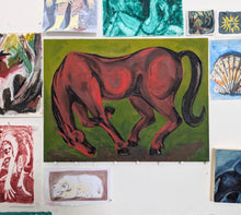 Load image into Gallery viewer, Red horse cantering