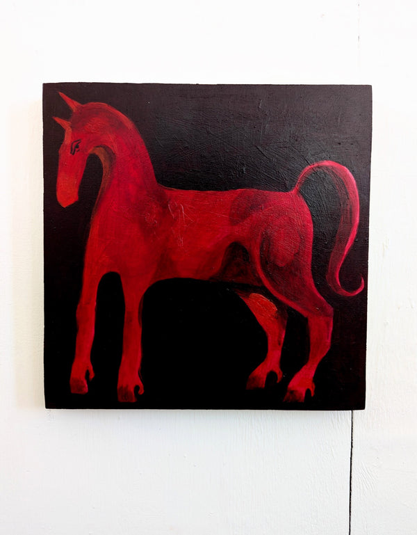 Red horse looking left