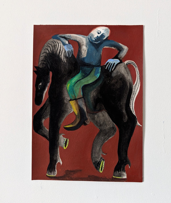Rider in blue and red