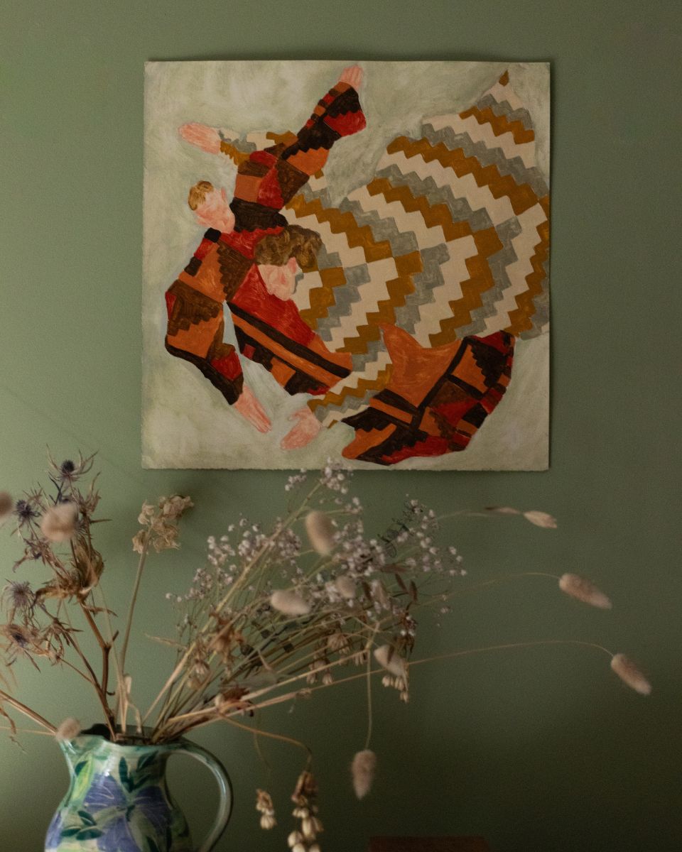 Shaun Duke intimate figurative oil painting in situ for the May Drop 2025 at Partnership Editions.