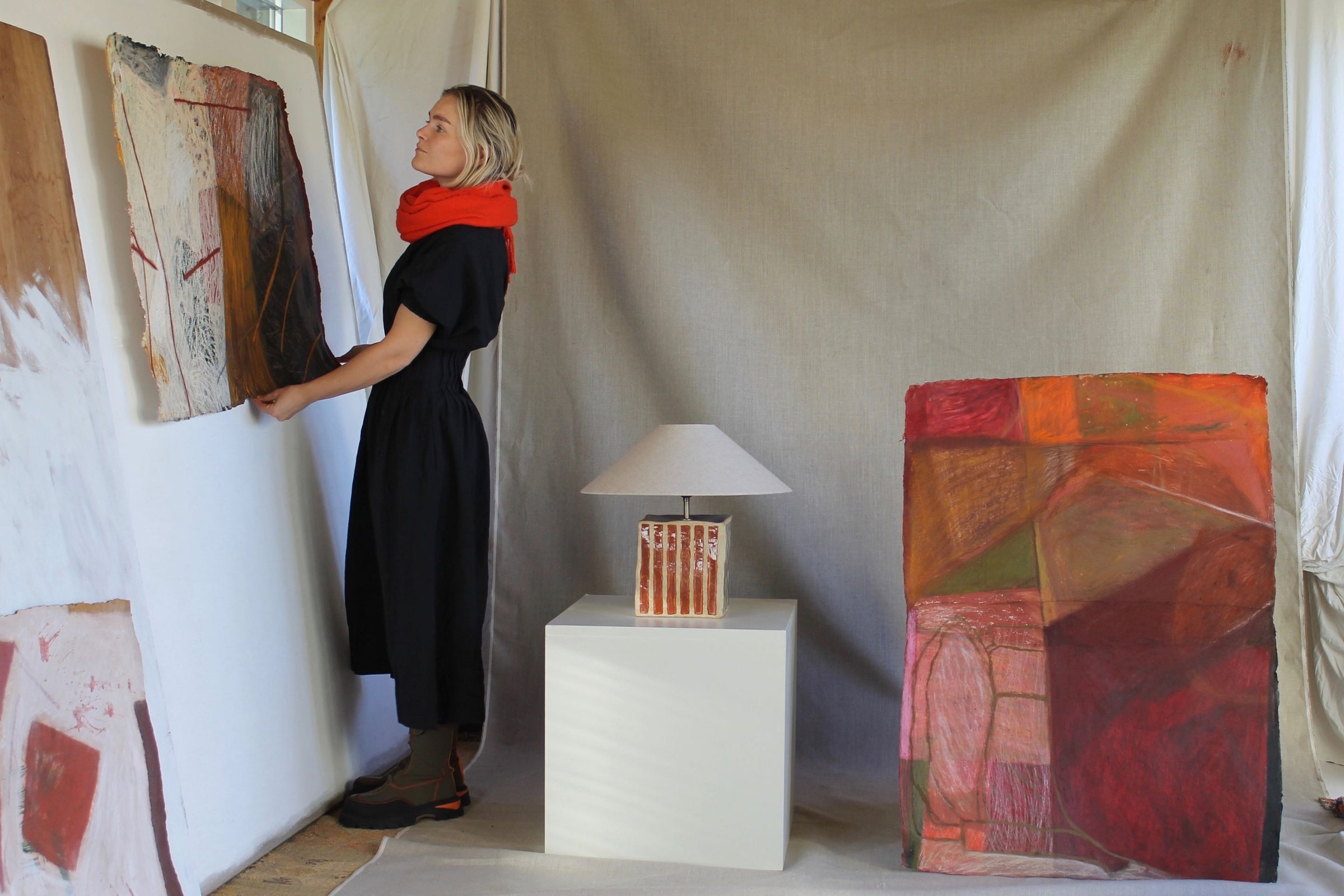 Main banner for Sophie Victoria Edwards, artist exploring memory, pattern, and color through abstract paintings and ceramics for Partnership Editions.