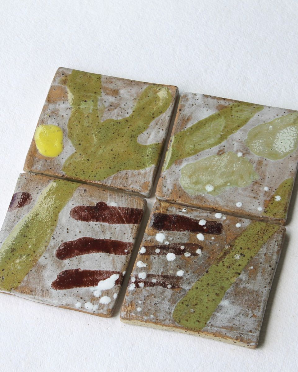 Sophie Victoria Edwards glazed ceramic tiles close-up for the September Drop 2025 at Partnership Editions.