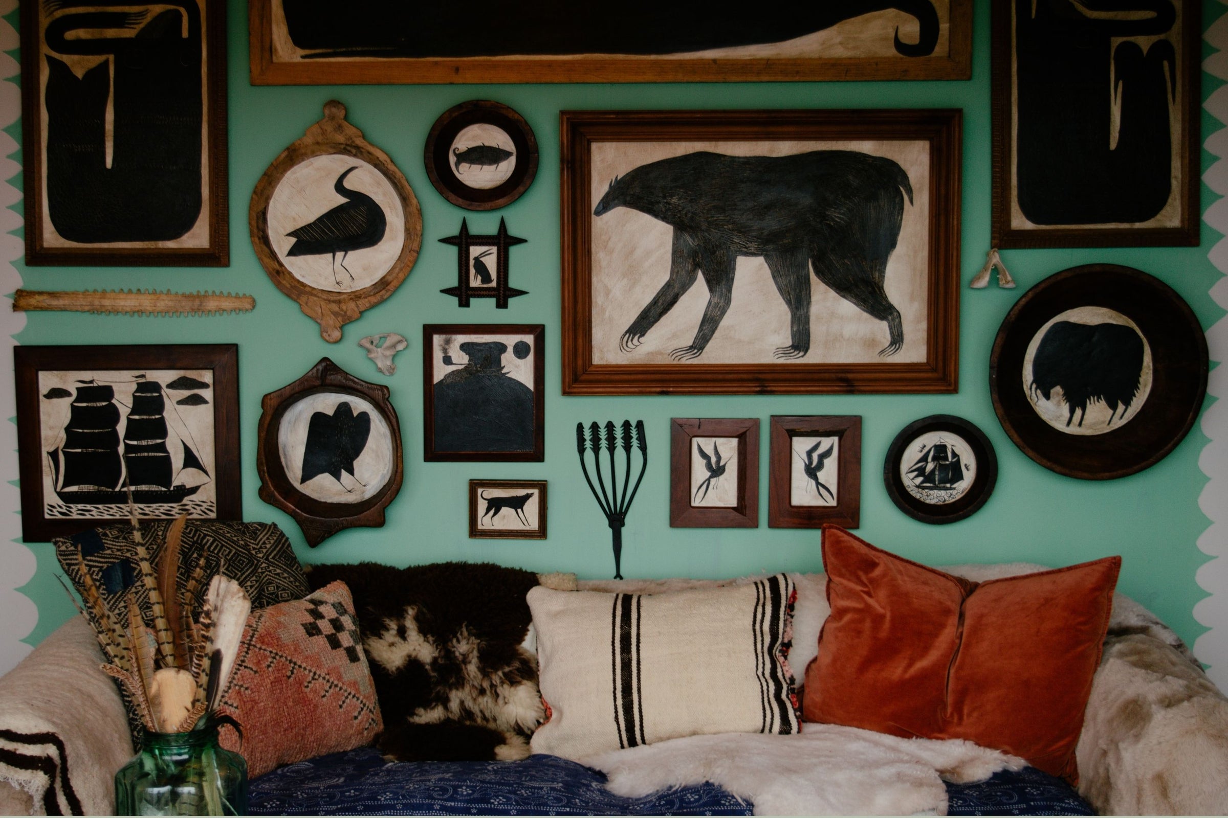 Main banner for Tabby Booth, Cornwall-based artist known for bold silhouettes bridging the gap between illustration and traditional folk art for Partnership Editions.